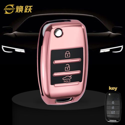 KIE1T1-Black Glue Style-Rose Gold Plating- Car Key Cover For Kia