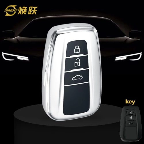 TOB12T1-Black Glue Style-Silver Plating- Car Key Cover For Toyota