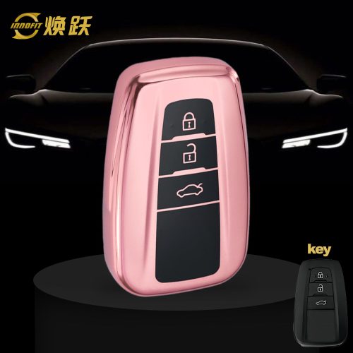 TOB12T1-Black Glue Style-Rose Gold Plating- Car Key Cover For Toyota