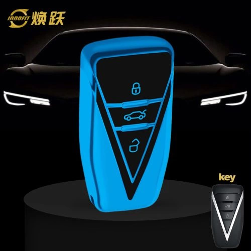VEG1T1-Black Glue Style-Blue Plating- Car Key Cover For Venucia