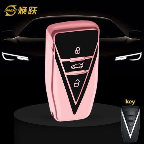 VEG1T1-Black Glue Style-Rose Gold Plating- Car Key Cover For Venucia