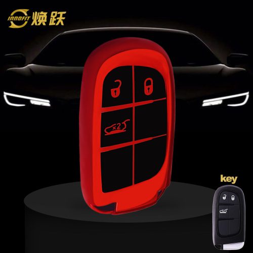 JEA1T1-Black Glue Style-Red Plating- Car Key Cover For Jeep