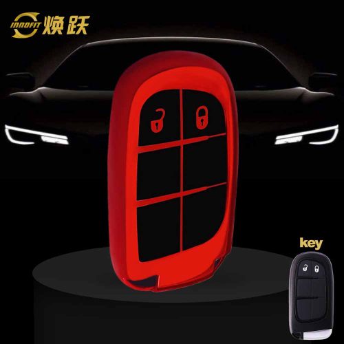 JEA2T1-Black Glue Style-Red Plating- Car Key Cover For Jeep