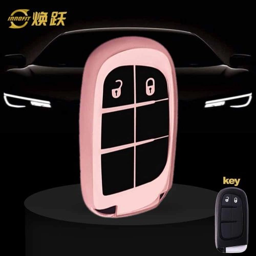 JEA2T1-Black Glue Style-Rose Gold Plating- Car Key Cover For Jeep