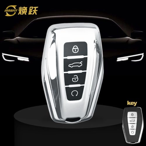 GEB1T1-Black Glue Style-Silver Plating- Car Key Cover For Geely Auto