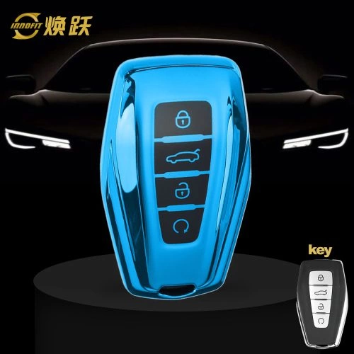 GEB1T1-Black Glue Style-Blue Plating- Car Key Cover For Geely Auto