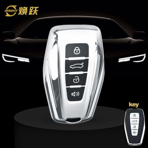 GEB2T1-Black Glue Style-Silver Plating- Car Key Cover For Geely Auto