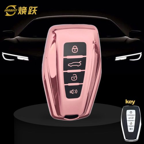 GEB2T1-Black Glue Style-Rose Gold Plating- Car Key Cover For Geely Auto