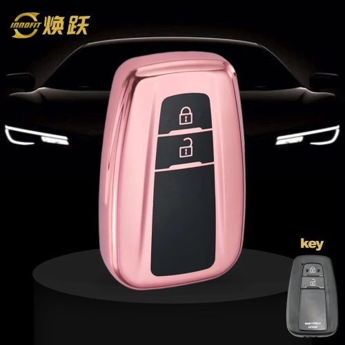 TOB2T1-Black Glue Style-Rose Gold Plating- Car Key Cover For Toyota