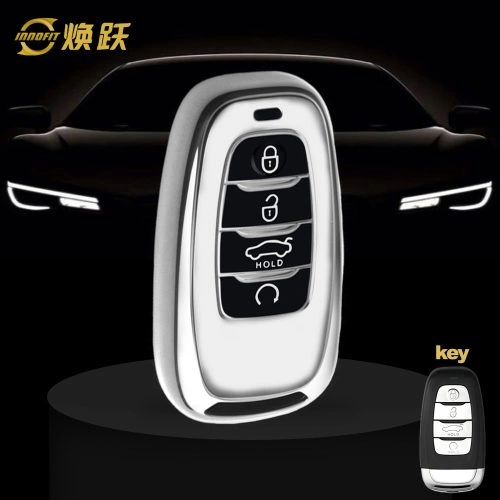 HNB1T1-Black Glue Style-Silver Plating- Car Key Cover For Hong Qi