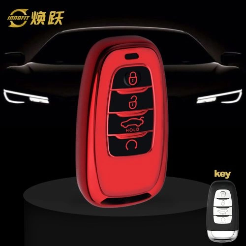 HNB1T1-Black Glue Style-Red Plating- Car Key Cover For Hong Qi