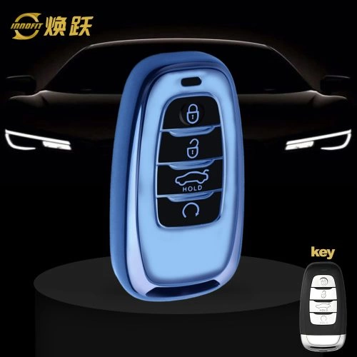 HNB1T1-Black Glue Style-Blue Plating- Car Key Cover For Hong Qi