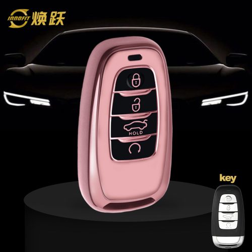 HNB1T1-Black Glue Style-Rose Gold Plating- Car Key Cover For Hong Qi