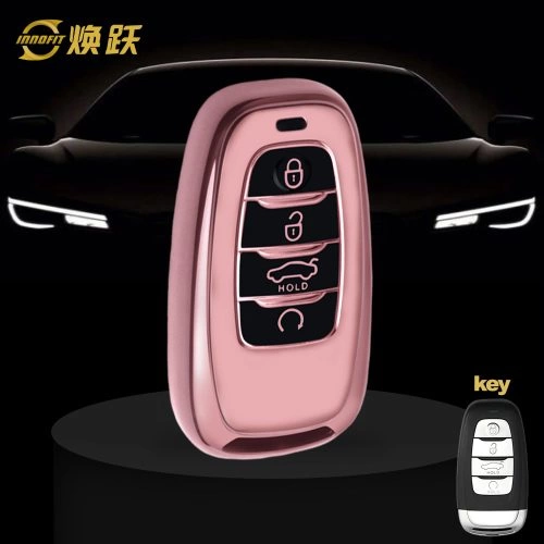 HNB1T1-Black Glue Style-Rose Gold Plating- Car Key Cover For Hong Qi