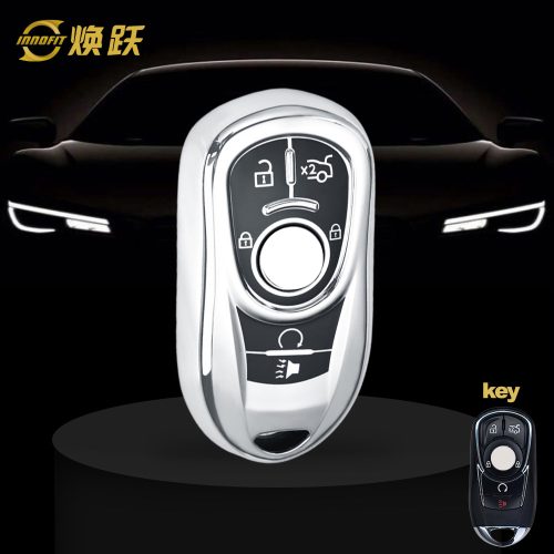 BUA3T1-Black Glue Style-Silver Plating- Car Key Cover For Buick