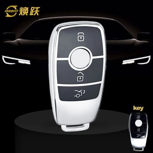 MEB1T1-Black Glue Style-Silver Plating- Car Key Cover For Mercedes-Benz