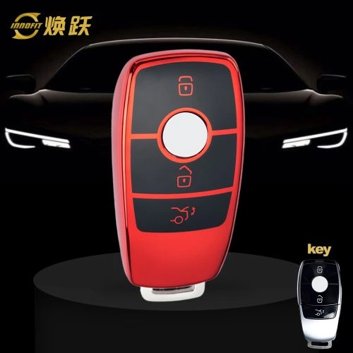 MEB1T1-Black Glue Style-Red Plating- Car Key Cover For Mercedes-Benz