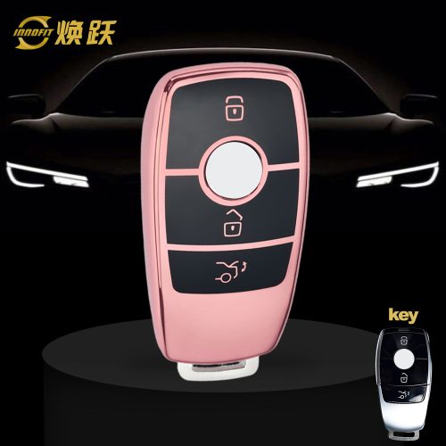 MEB1T1-Black Glue Style-Rose Gold Plating- Car Key Cover For Mercedes-Benz