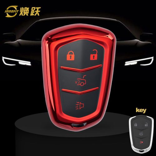 CAA6T1-Black Glue Style-Red Plating- Car Key Cover For Cadillac