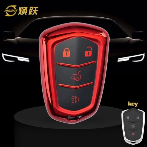 CAA6T1-Black Glue Style-Red Plating- Car Key Cover For Cadillac