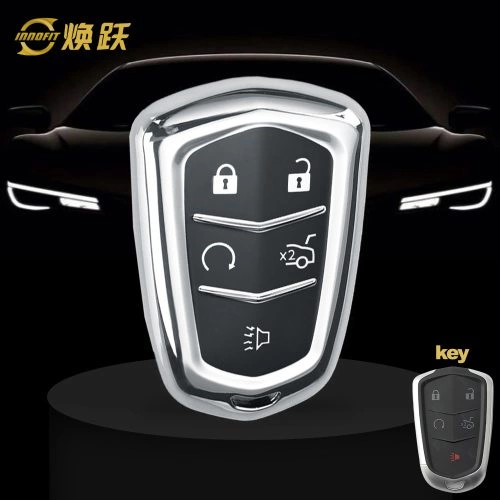 CAA2T1-Black Glue Style-Silver Plating- Car Key Cover For Cadillac