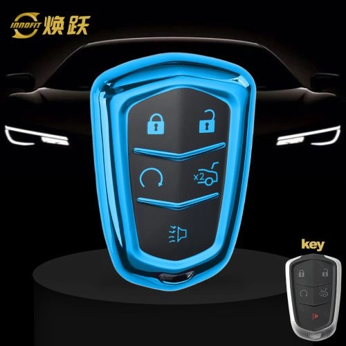 CAA2T1-Black Glue Style-Blue Plating- Car Key Cover For Cadillac