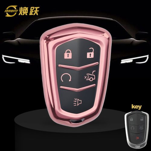 CAA2T1-Black Glue Style-Rose Gold Plating- Car Key Cover For Cadillac