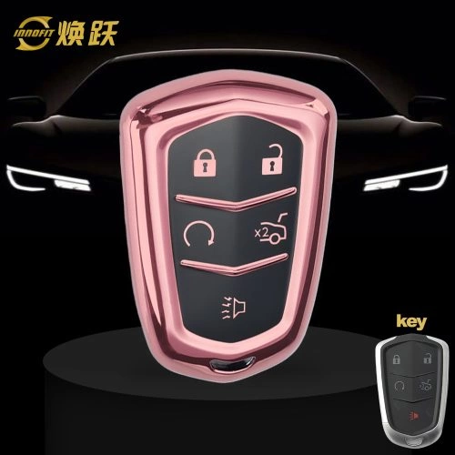 CAA2T1-Black Glue Style-Rose Gold Plating- Car Key Cover For Cadillac