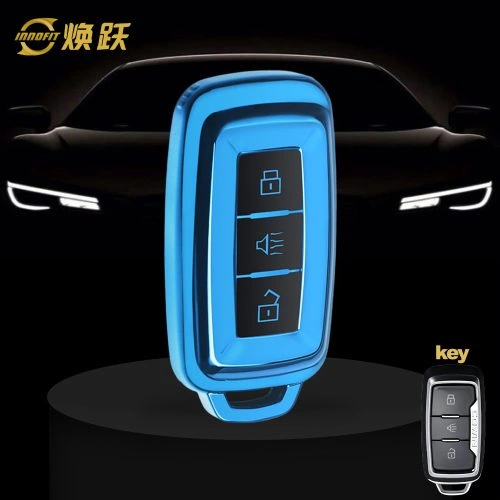 CRH1T1-Black Glue Style-Blue Plating- Car Key Cover For Chery