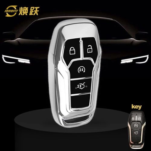 FOC1T1-Black Glue Style-Silver Plating- Car Key Cover For Ford