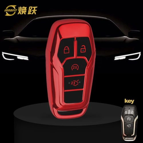 FOC1T1-Black Glue Style-Red Plating- Car Key Cover For Ford
