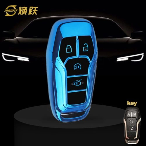 FOC1T1-Black Glue Style-Blue Plating- Car Key Cover For Ford
