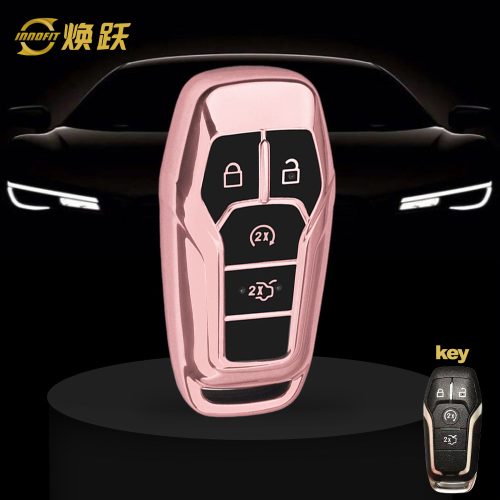FOC1T1-Black Glue Style-Rose Gold Plating- Car Key Cover For Ford