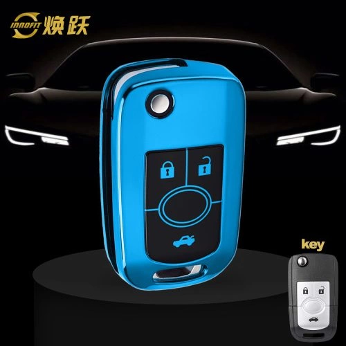 BUD1T1-Black Glue Style-Blue Plating- Car Key Cover For Buick