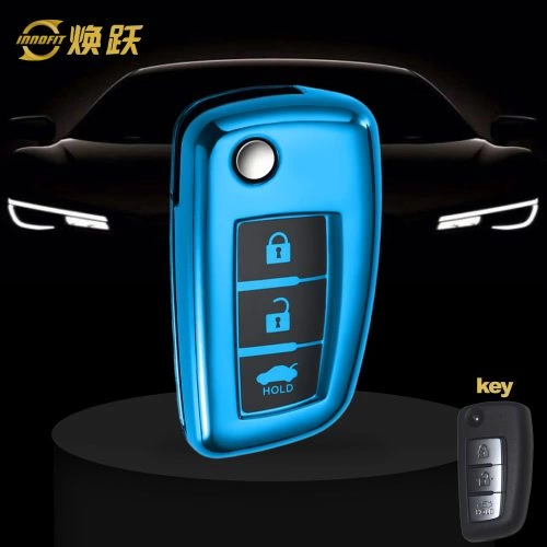 NIC1T1-Black Glue Style-Blue Plating- Car Key Cover For Nissan