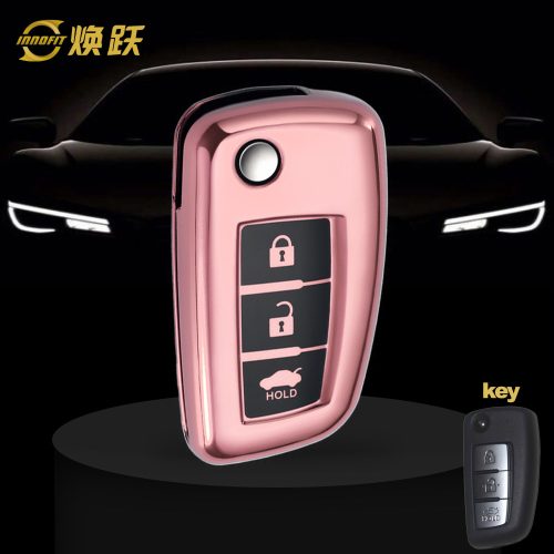 NIC1T1-Black Glue Style-Rose Gold Plating- Car Key Cover For Nissan