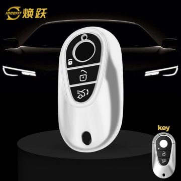 MEA1T1-Black Glue Style-Silver Plating- Car Key Cover For Mercedes-Benz