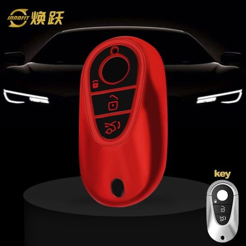 MEA1T1-Black Glue Style-Red Plating- Car Key Cover For Mercedes-Benz