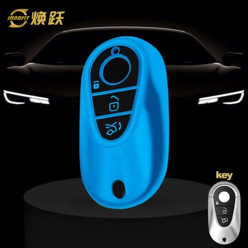 MEA1T1-Black Glue Style-Blue Plating- Car Key Cover For Mercedes-Benz