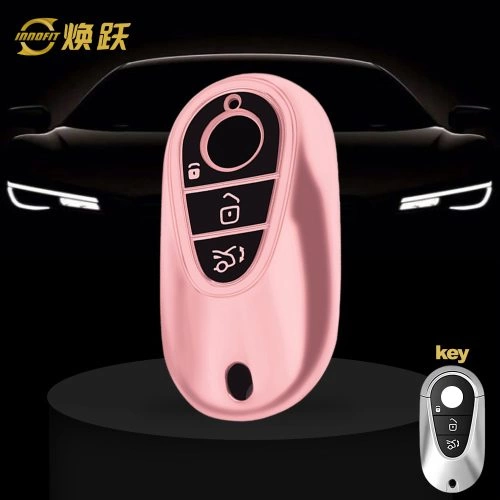 MEA1T1-Black Glue Style-Rose Gold Plating- Car Key Cover For Mercedes-Benz