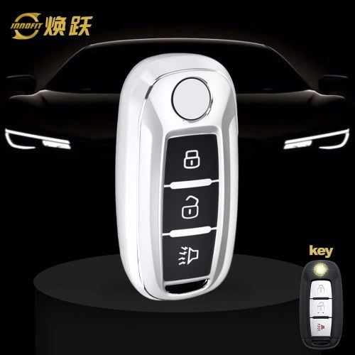 VEH1T1-Black Glue Style-Silver Plating- Car Key Cover For Venucia