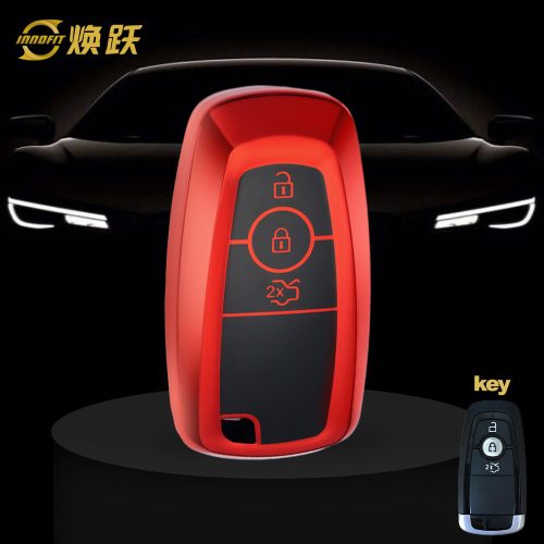 FOB1T1-Black Glue Style-Red Plating- Car Key Cover For Ford