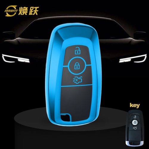 FOB1T1-Black Glue Style-Blue Plating- Car Key Cover For Ford