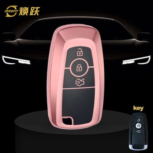 FOB1T1-Black Glue Style-Rose Gold Plating- Car Key Cover For Ford