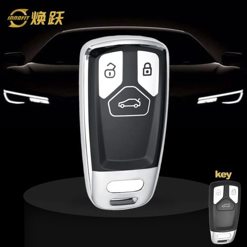 AUA1T1-Black Glue Style-Silver Plating- Car Key Cover For Audi