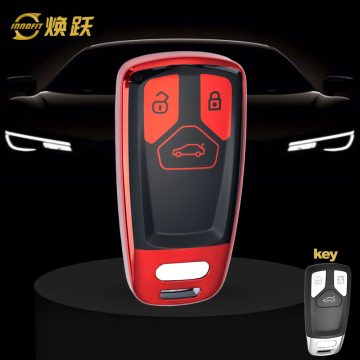 AUA1T1-Black Glue Style-Red Plating- Car Key Cover For Audi