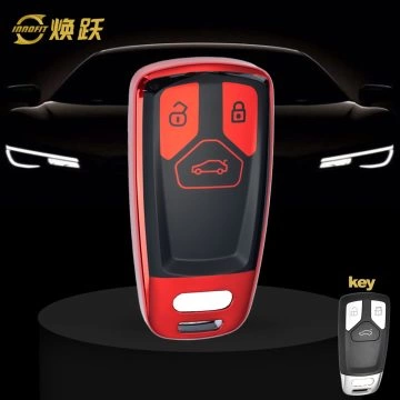 AUA1T1-Black Glue Style-Red Plating- Car Key Cover For Audi