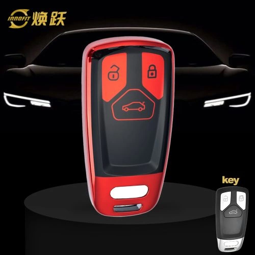 AUA1T1-Black Glue Style-Red Plating- Car Key Cover For Audi