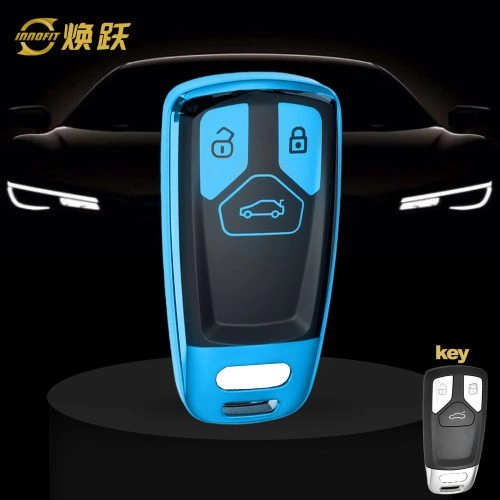 AUA1T1-Black Glue Style-Blue Plating- Car Key Cover For Audi