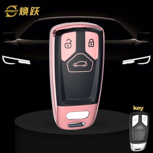 AUA1T1-Black Glue Style-Rose Gold Plating- Car Key Cover For Audi